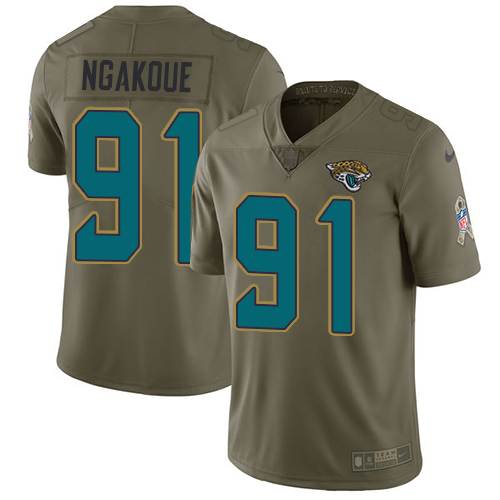 Nike Jacksonville Jaguars #91 Yannick Ngakoue Olive Men Stitched NFL Limited 2017 Salute To Service Jersey